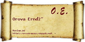 Orova Ernő névjegykártya